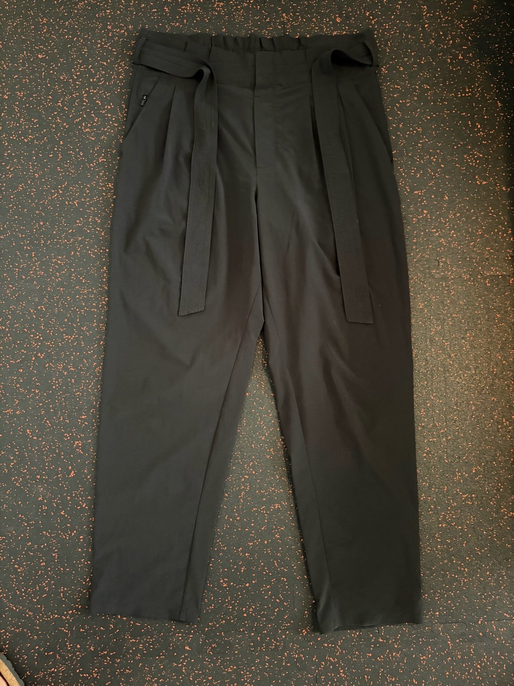 Athleta Black High-Rise Waist-Tie Trousers